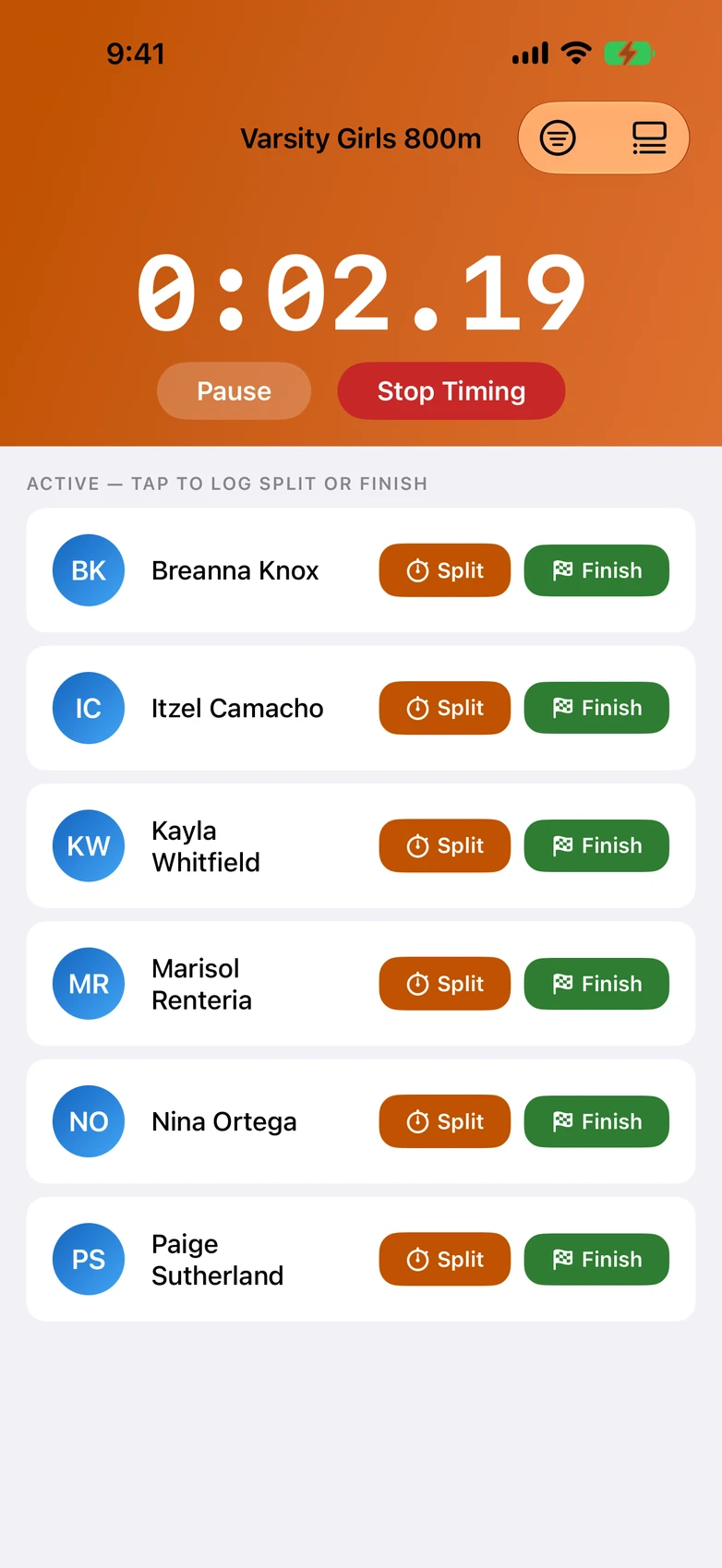 mid-race timer, several athletes running