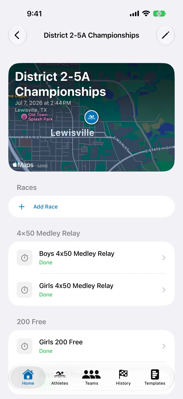 meet screen mid-meet, next race up